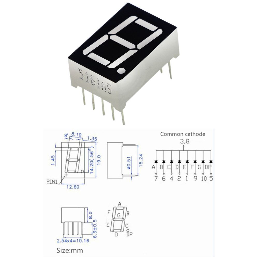 10PCS 0.56 inch 1 digit Red Led display 7 segment Common cathode