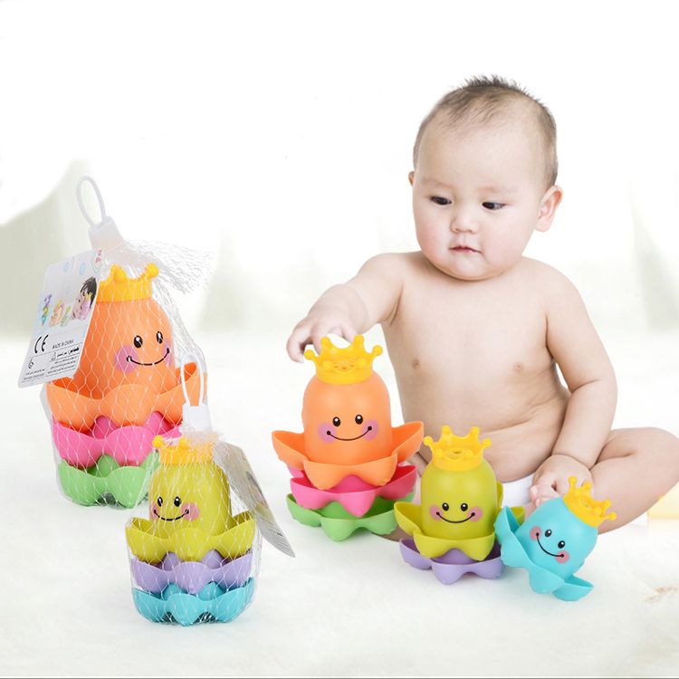 Compre Divertidos Del Baño Del Bebé Juguetes Para El Baño Del Océano Pulpo De Apilamiento Copas Juguetes Educativos Para Los Niños Baño Del Bebé Juguete Ducha De Hidromasaje A 13,58 € Del