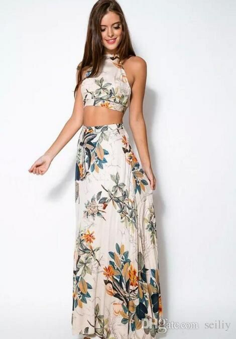 Compre Vestidos De Playa Mujeres Crop Top Conjunto De Falda Midi Vacaciones De Verano Playa Faldas Atractivas Vestidos De Dos Piezas Vestidos Para Mujer A 17,18 € Del Geinin | DHgate.Com