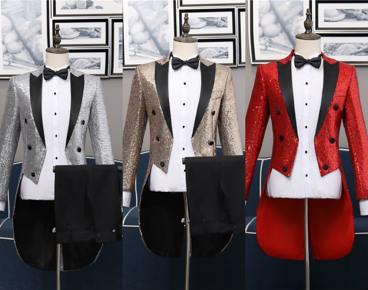 Compra Más Reciente De 2 Piezas Hot Venta Hombres Trajes Hecho A Medida Fit  Slim Men Adulto Juego De Lentejuelas De Esmoquin TUXEDO CLUBLE BAR Party  Stage Traje De Rendimiento Para Hombre