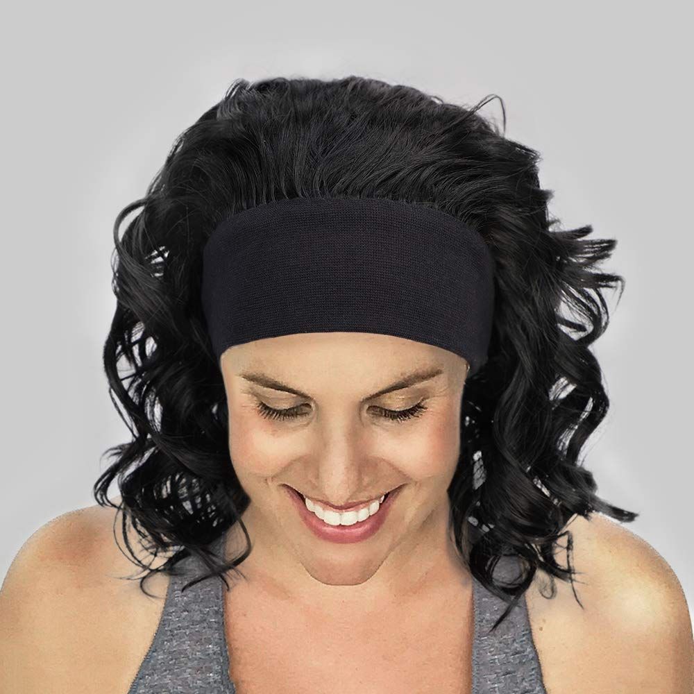 Short Curly Hair Half Headband Wigs For Women Fluffy Curly Black
