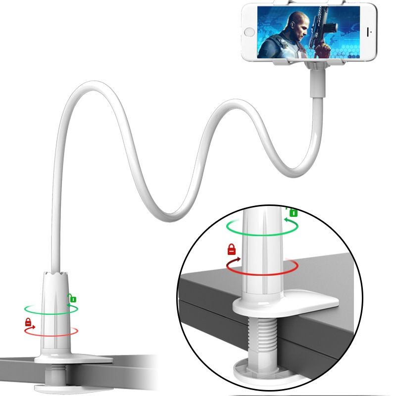 Support Téléphone Flexible à Long Bras Pour Lit Et Bureau - Pince Universelle Réglable 360°, Longueur 1 M