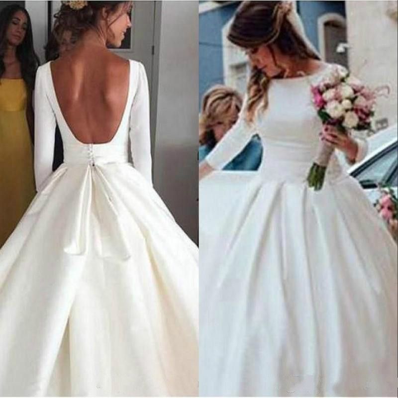 Discount New Cheap Simple Plus Size Wedding Dresses 2020 Boat