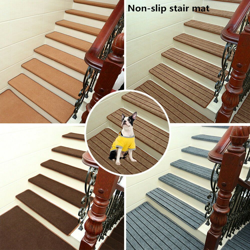 Rectangle Stairs Mat Non Slip Adhesive Carpet Stair Treads Mats Pads