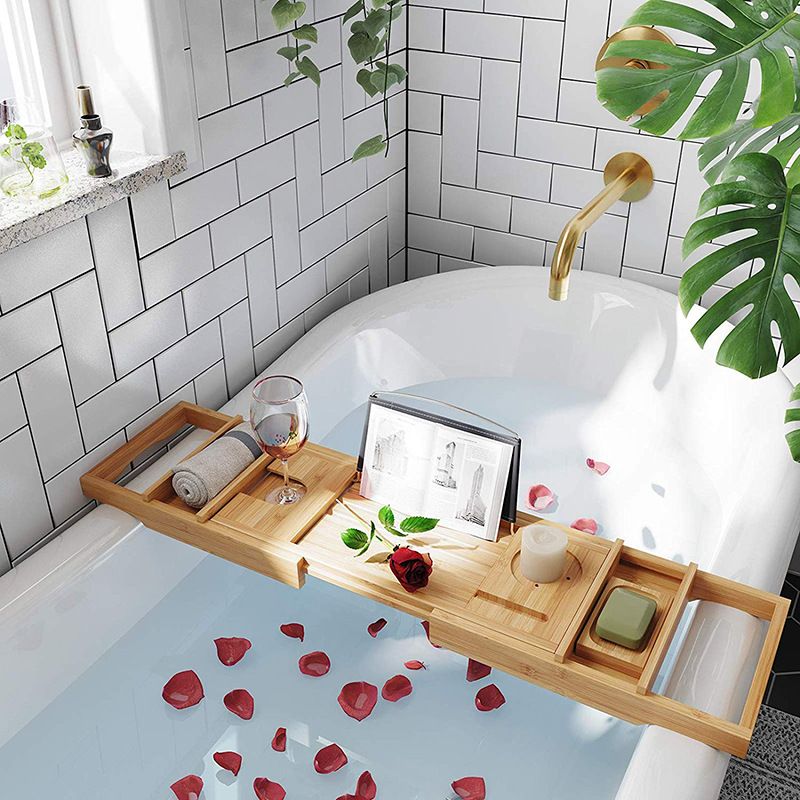 2020 Luxury Bamboo Bathtub Caddy Tray Two Person Bath And Bed Tray