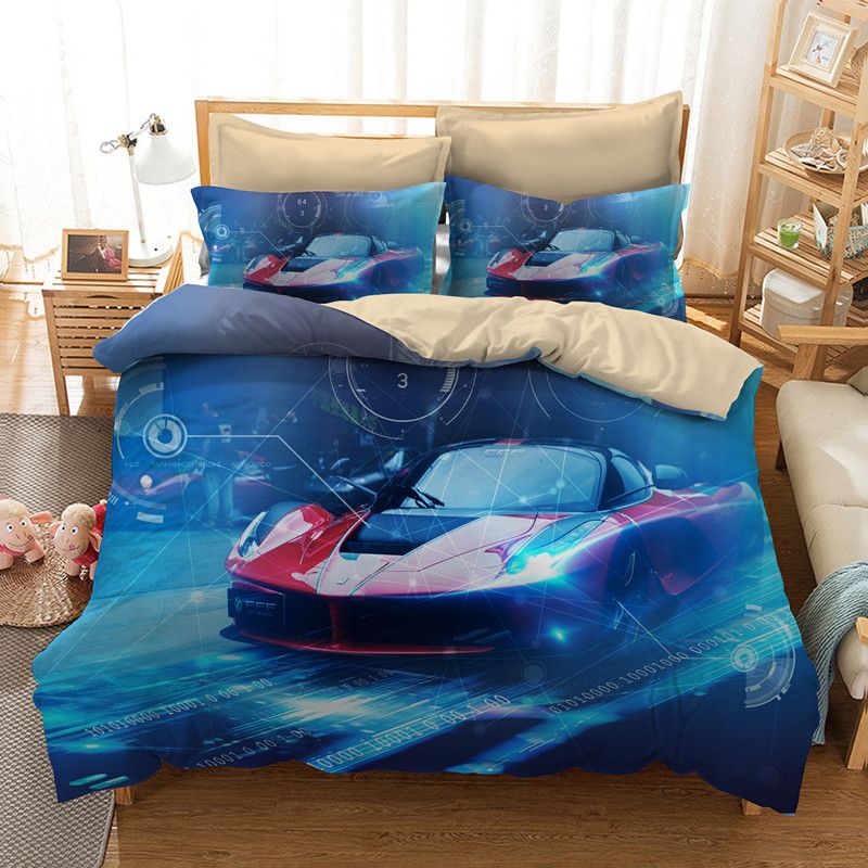3d Bedding Set Queen Size Sports Car Design Kids Duvet Cover Set