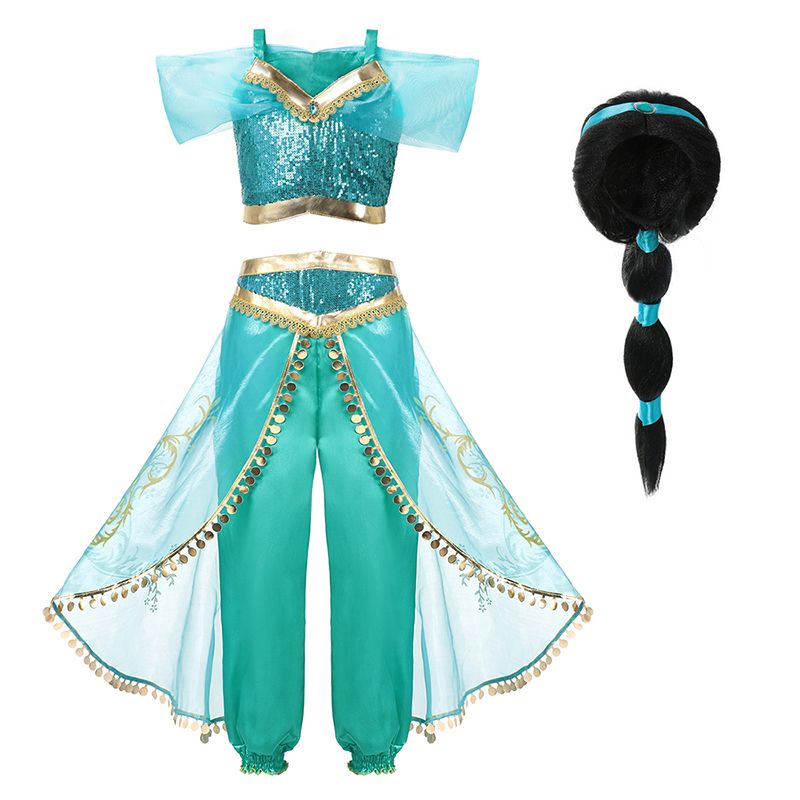 Niñas princesa jazmín vestuario conjunto lámpara Cosplay ropa árabe de Halloween danza del