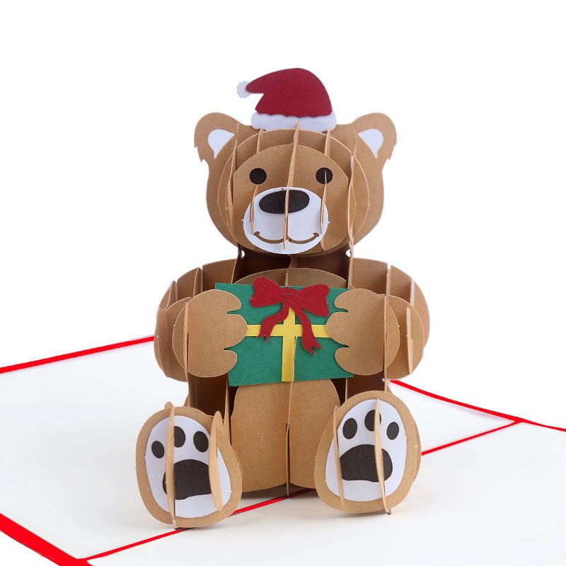 Oso de dibujos animados 3D Saludo del oso 3D Tarjeta de Navidad creativo  tarjetas de papel