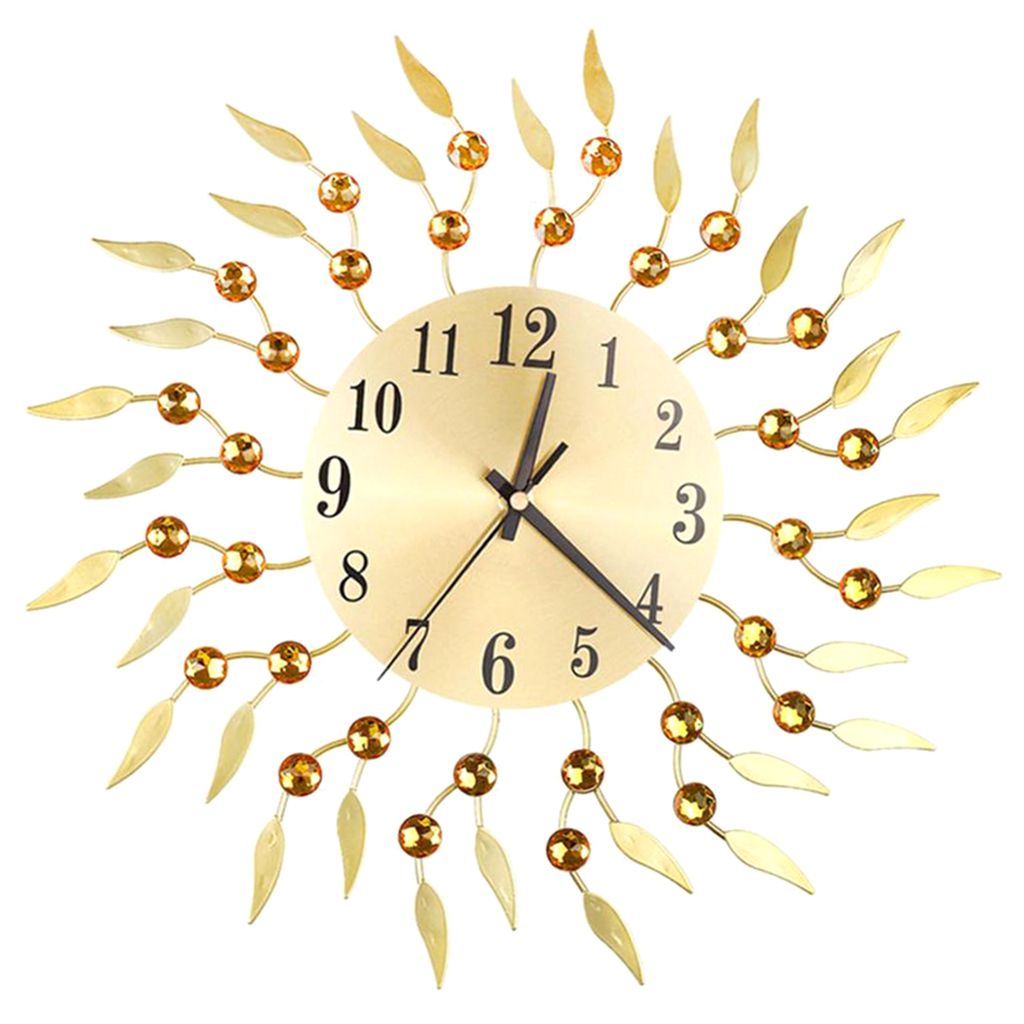 Uk Sun Spangle Shape Metal Wall Clock Luxury Style Clocks For
