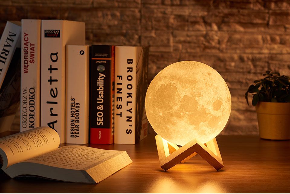 USB Charging 3D Moon Night Light Touch Control Table Lamp Remote Home Decor Gift 
