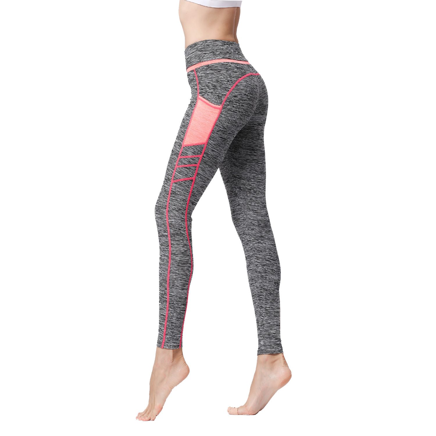 Womens Yoga Pants Purple Plaid Elastic Workout Running Leggings Pants