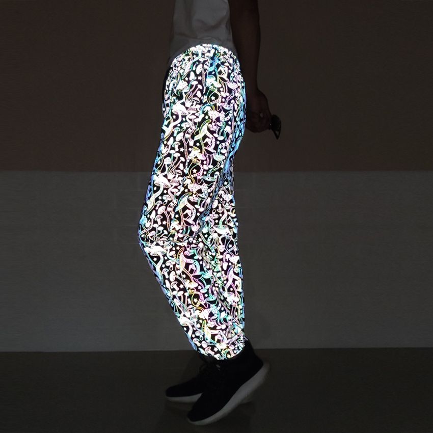 Grosshandel Bunte Reflective Hosen Manner 19 Neue Hip Hop Tanz Fluorescent Hose Beilaufige Harajuku Nacht Sporting Jogger Hosen Von Shuangmianjing 68 Auf De Dhgate Com Dhgate