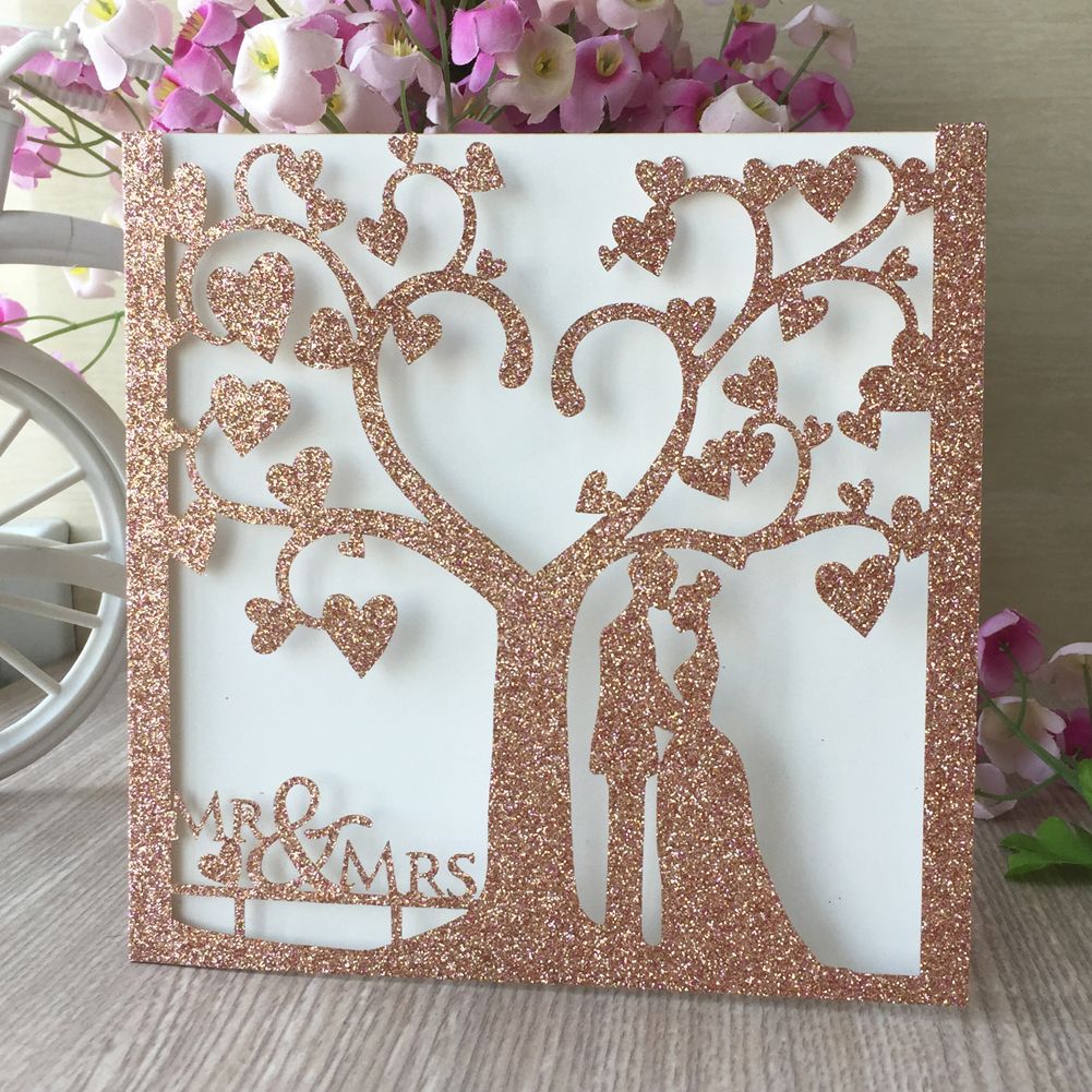 Glitter Wedding Invitation Card Valentine's day Greeting Card w/ Diamond Ribbon Glitter Wedding Invitation Card Valentine's day Greeting Card w/ Diamond Ribbon
