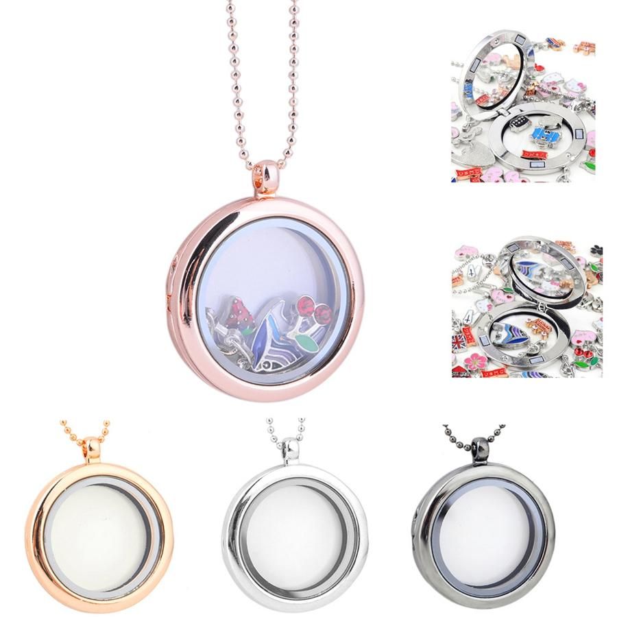 New Floating Charm Living Memory Round Glass Locket Charms Pendant Necklace