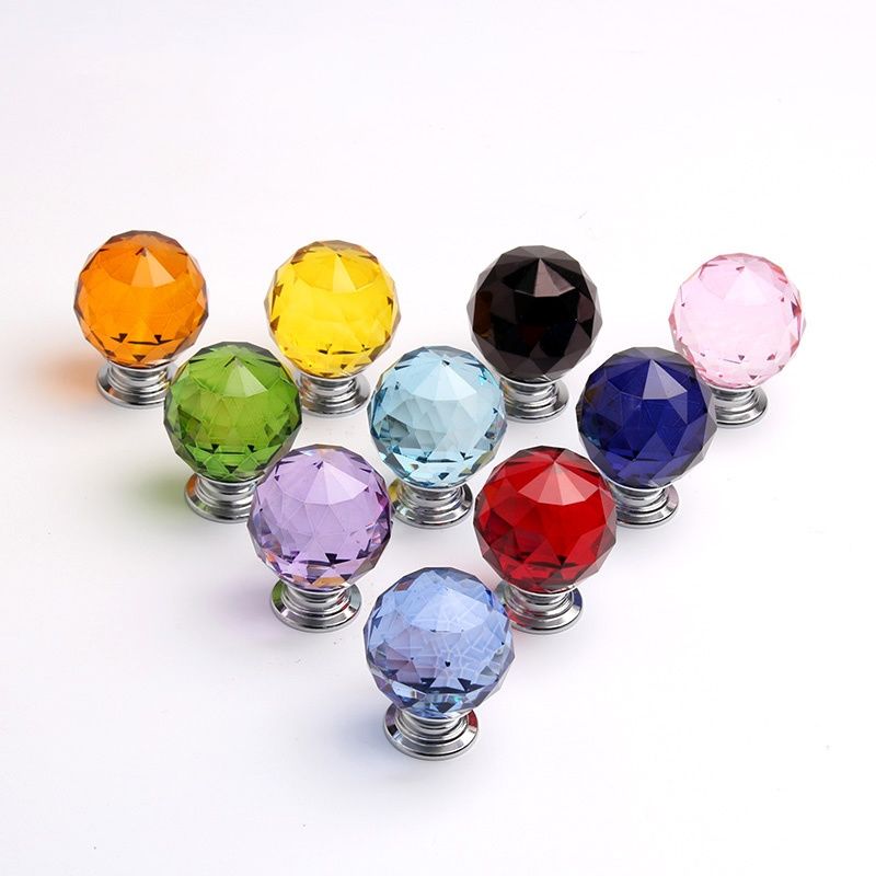 30mm Colors Crystal Ball Shape Glass Knobs Cupboard Pulls Drawer Knobs