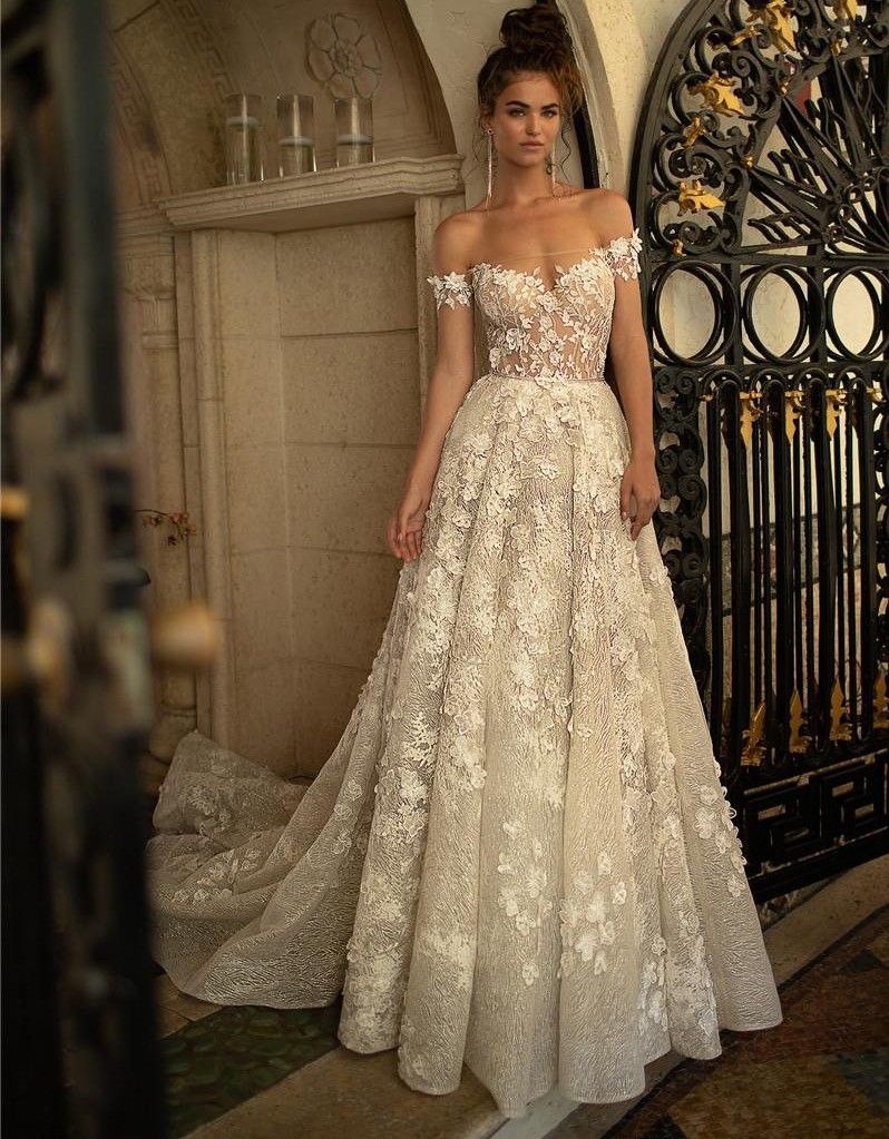 Fabulios Flores 3D Vestidos de boda Apliques de encaje Nuevo V Cortado sin espalda fuera del Fabulios Flores 3D Vestidos de boda Apliques de encaje Nuevo V Cortado sin espalda fuera del