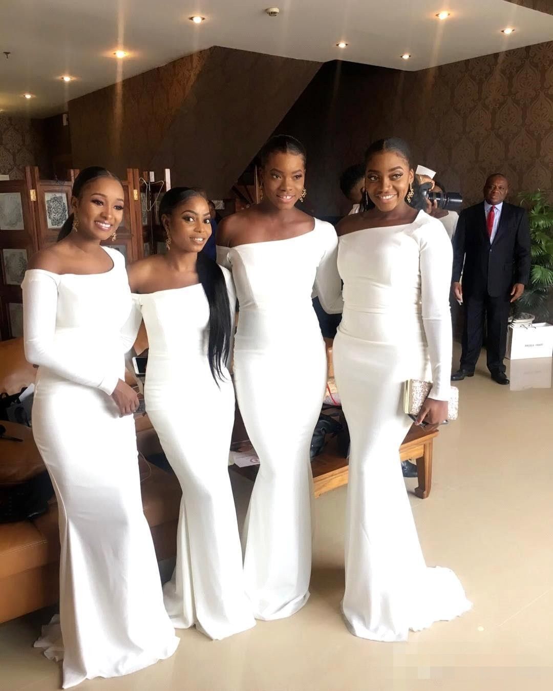 Elegant White Bridesmaid Dresses Satin 