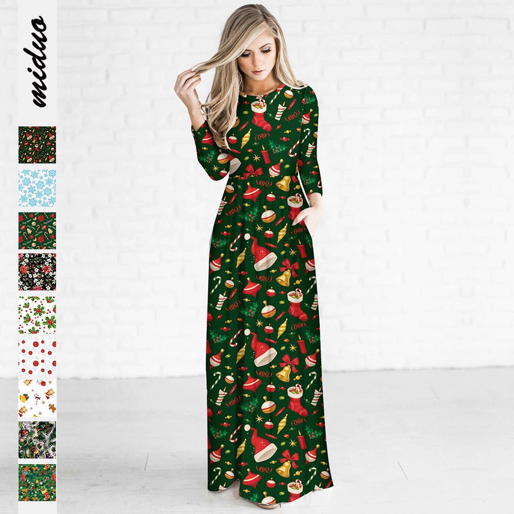 Christmas Casual Long Dress Women Lone Sleeve O Neck Oversized Character Printed One Piece Dress Fashion Girls Party Holiday Skirt From Coolcollection 19 10 Dhgate Com