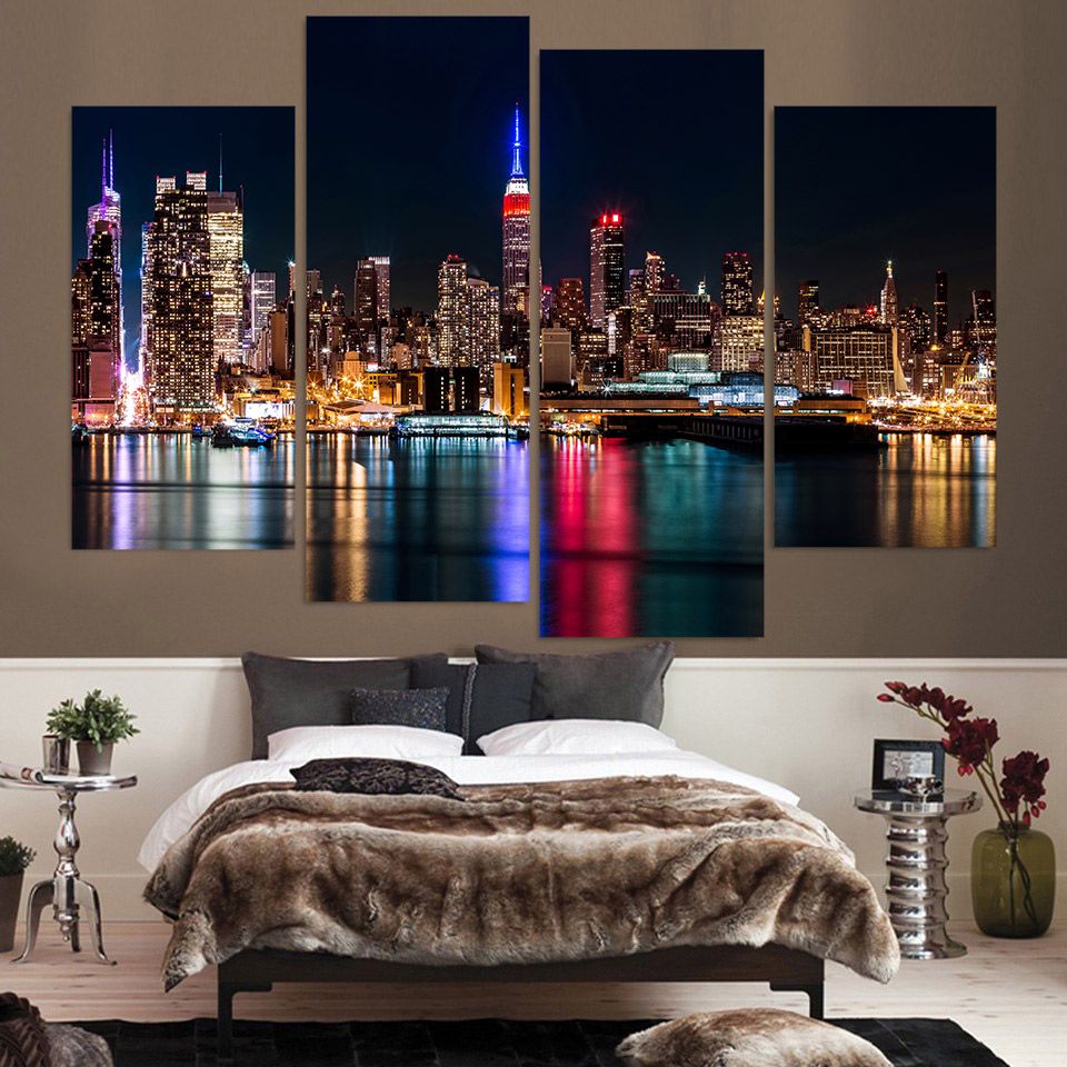 2019 Hd Printed Canvas Art Brooklyn Manhattan New York City Night Painting Wall Decorations Living Room From Jonemark2014 23 92 Dhgate Com