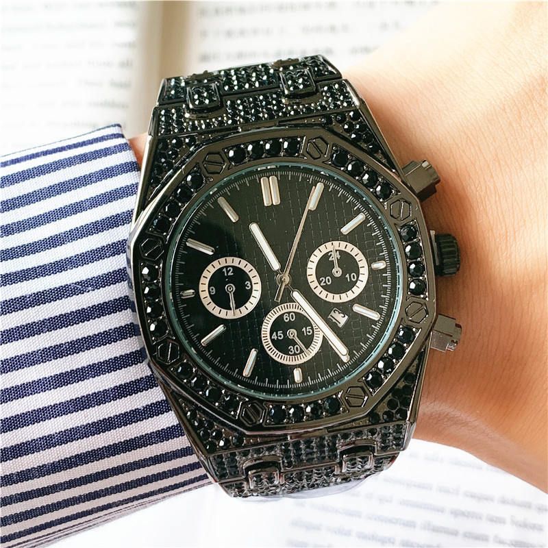 satin al luks erkek elmas modern royal oak saat markasi paslanmaz celik tasarimci kol saati montre de luxe hareketi 42 5mm saat disari buzlu saatler