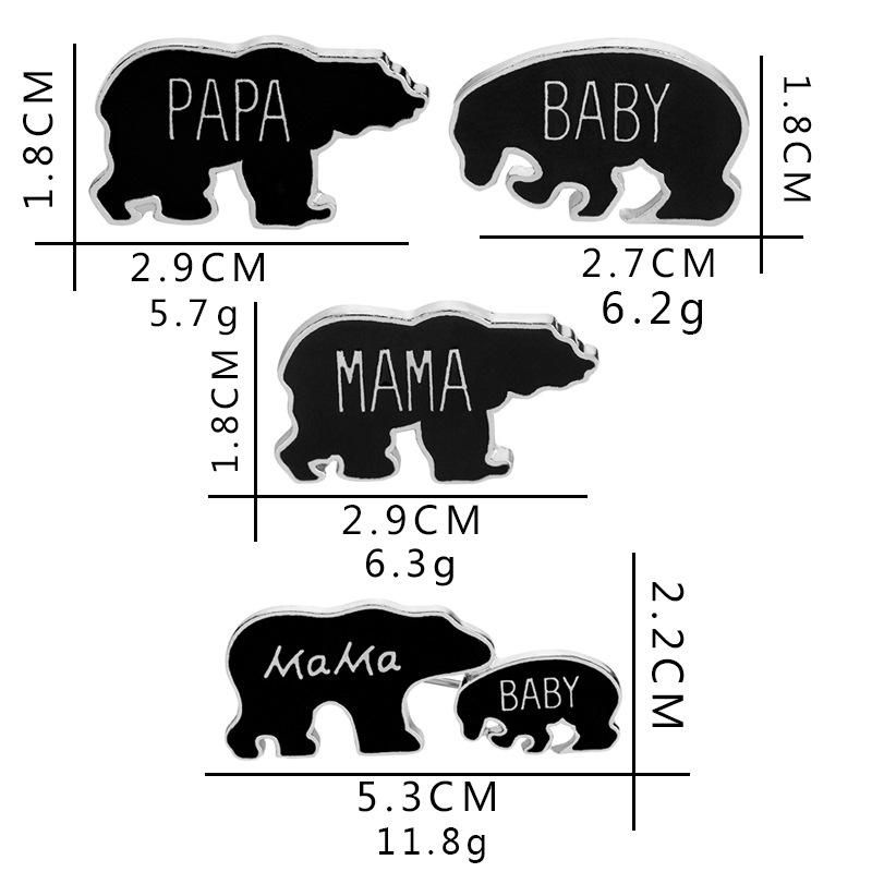 Esmalte Mamá Oso Broche Botones Botón Amor Familia Dibujos animados Animal Papa  Oso Broche Bebé Cachorro