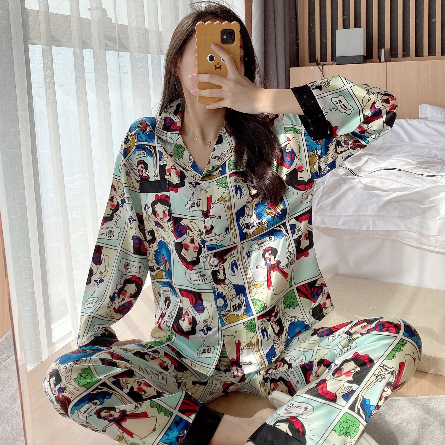 printed satin night suit