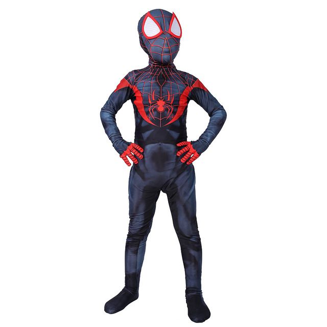 Spider Man Into the Spider Verse Costume Kids Miles Morales Cosplay Zentai Suit