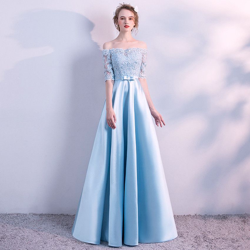 sky blue dress for wedding guest