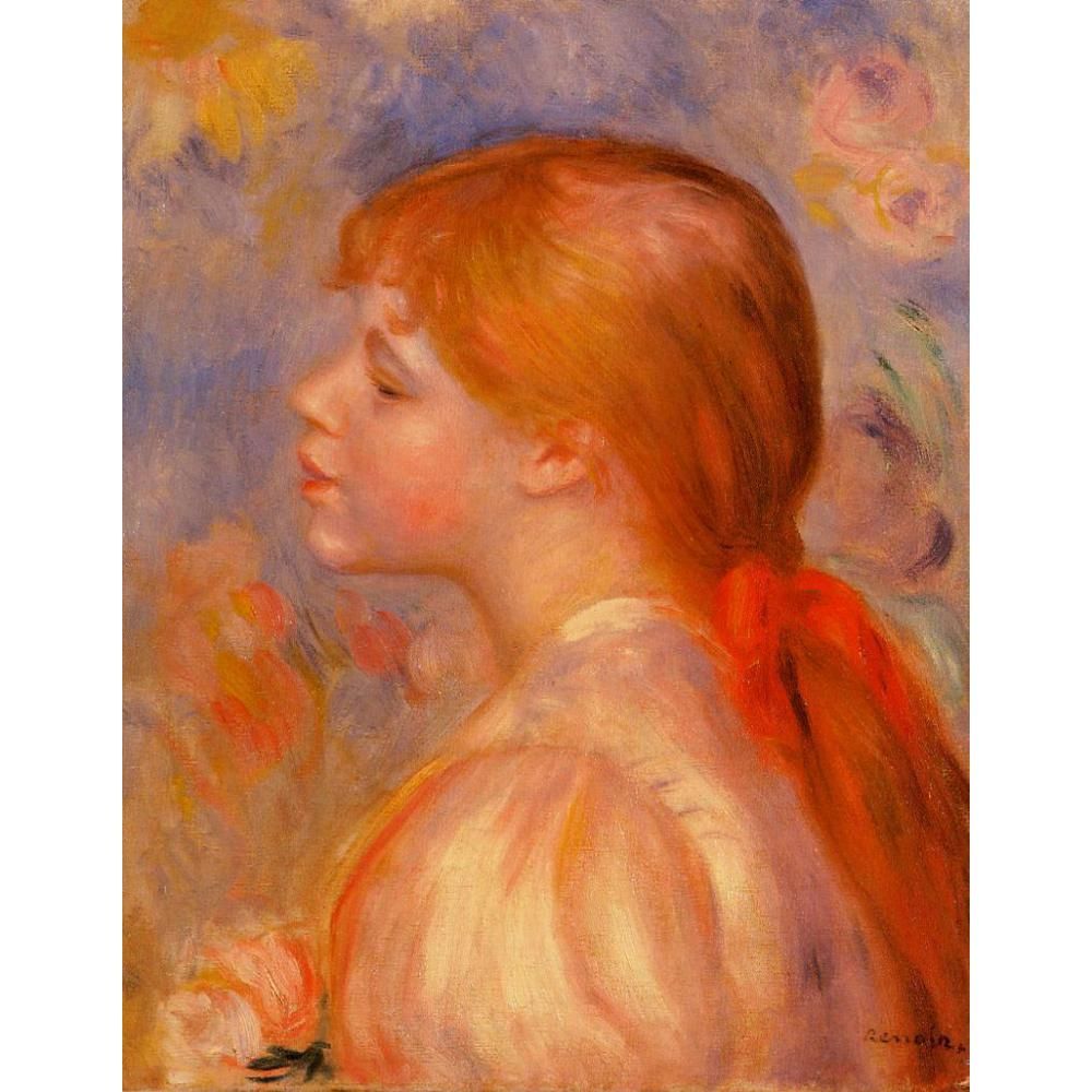 2020 Wall Art Oil Painting Pierre Auguste Renoir Of Girl With A Red Hair Ribbon Handmade Garden Picture For Room Decor Large Canvas From Dessa 81 21 Dhgate Com