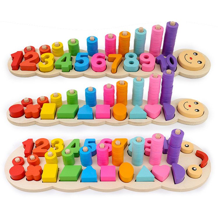 children wooden montessori materials learning to count numbers matching digital shape match early education teaching math toys