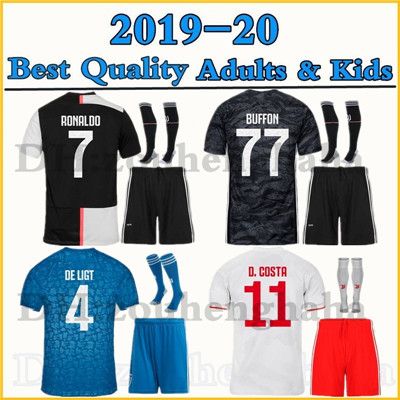 2019 2019 2020 Kids Kit Juve De Ligt Ronaldo Soccer Jerseys Sets Adult 19 20 Home Away Maillots Foot Kit Dybala Higuain Football Suite From