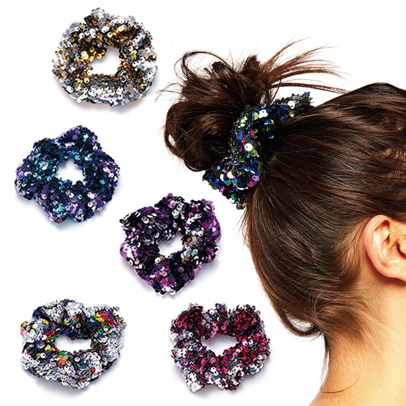 Women Accessories Fashion Sequin Scrunchie Glitter Hair Ties Girls