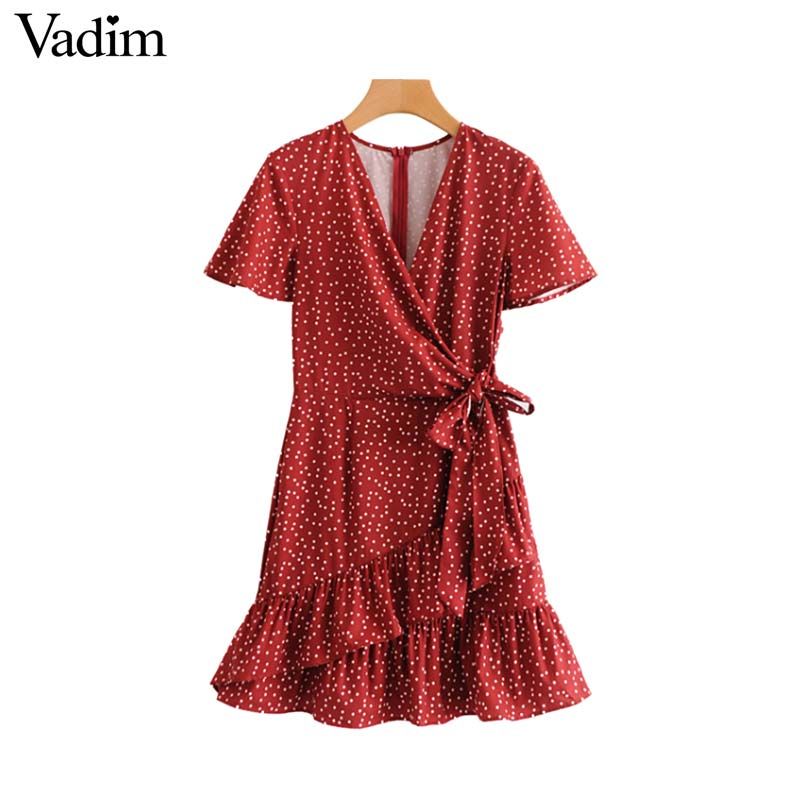 red wrap dress short sleeve