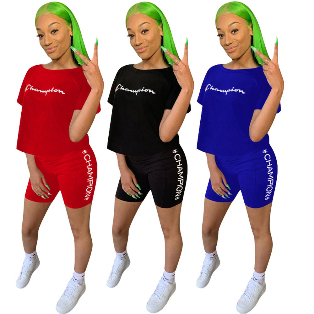 champion women's two piece fitness set