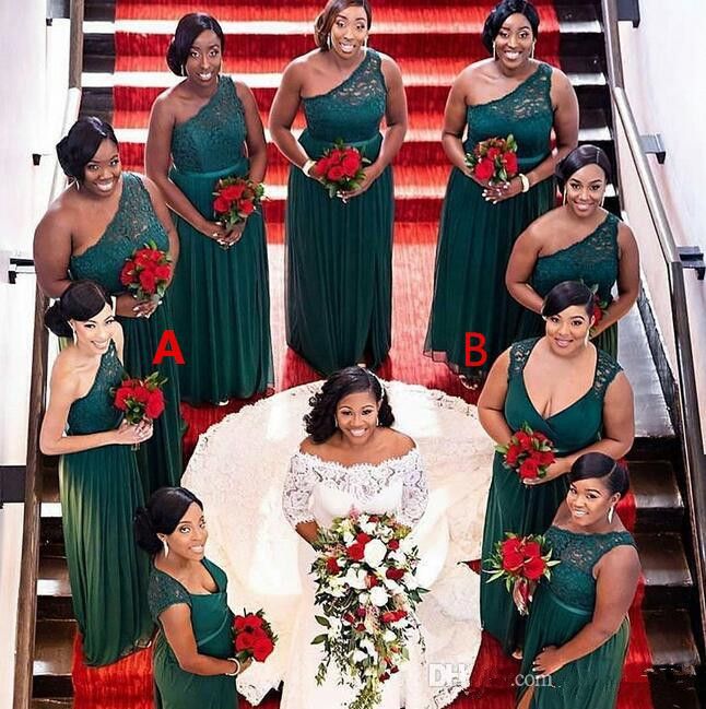 red and green bridesmaid dresses