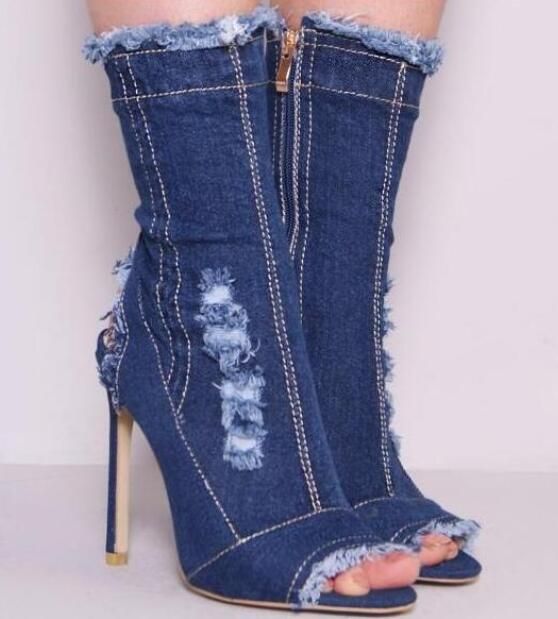 short denim boots