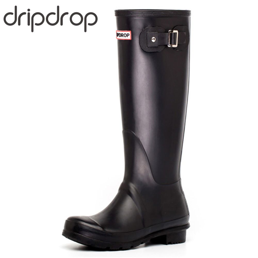 black knee high wellies