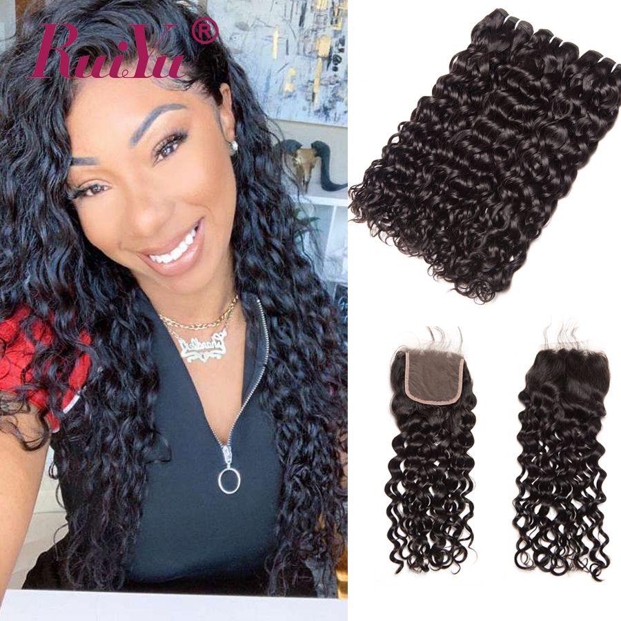 Water Wave Bundles With Closure 3 Bundles Human Hair Weave With