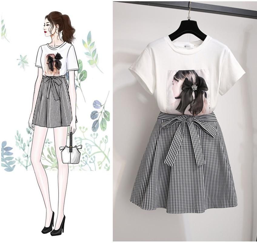 plus size plaid skirt set
