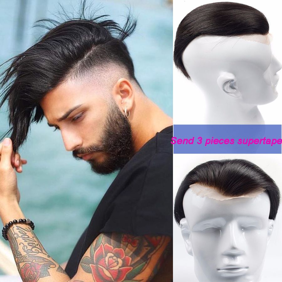 2020 Top Knot Toupee Man Bun Hairstyle 100 Virgin Human Hair Full