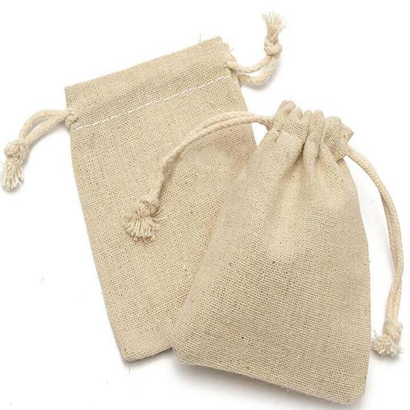 2021 Cotton Pouches Small Bag Natural Linen Pouch Drawstring Burlap