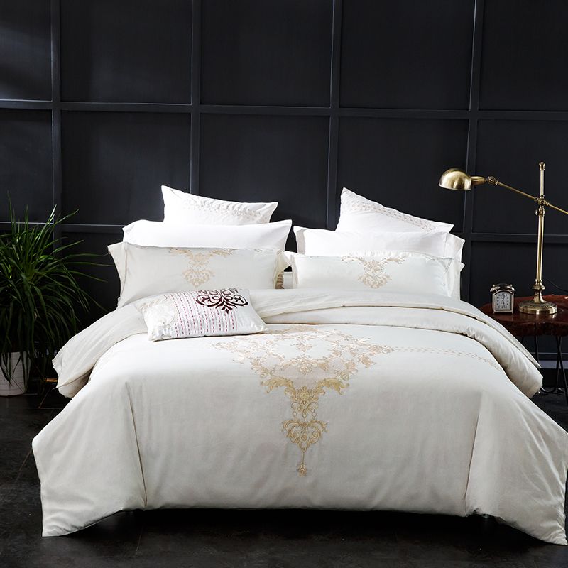 Compre Luxury Real Bordado Branco Cama Set Rainha King Size Tribute Silk Bed Conjunto De Alão Egípcio Edredon Cobrir Folha Fronha Huyiping83 473 07 Pt Dhgate Com Compre Luxury Real Bordado Branco Cama, Luxury White Bedding King Size