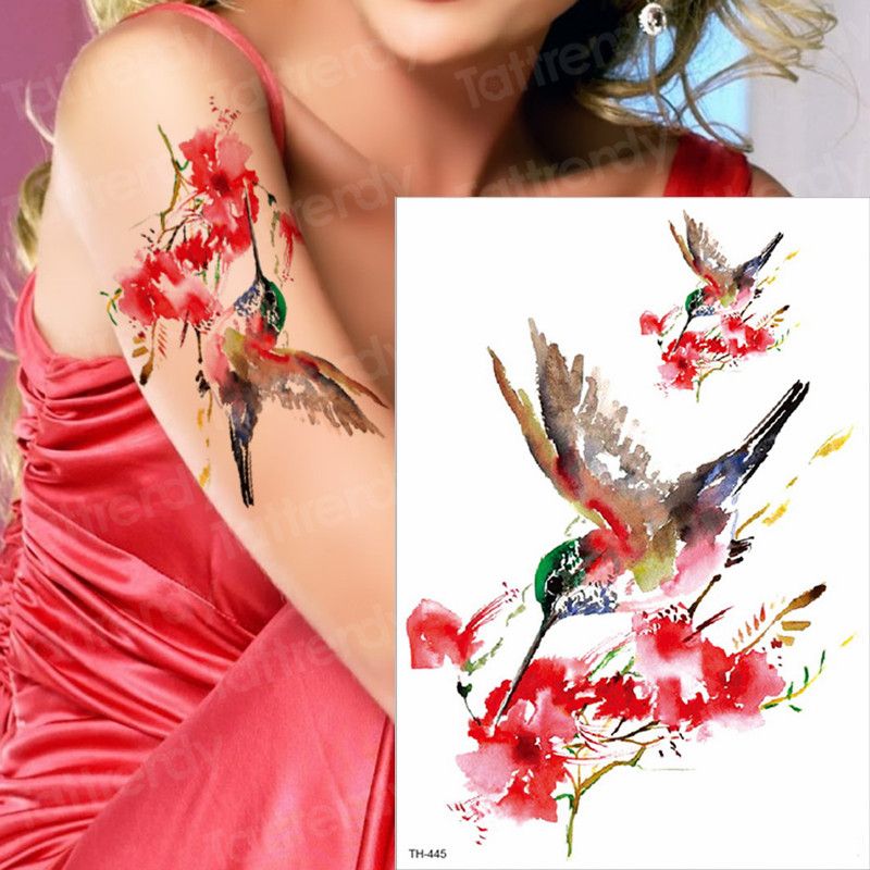 Acheter Tatouages Temporaires Pour Femmes Filles Tatouage Colibri Manchon étanche Bras Tatouage Tatouage Sexy Oiseaux Fleur Tatouage Couleur De La