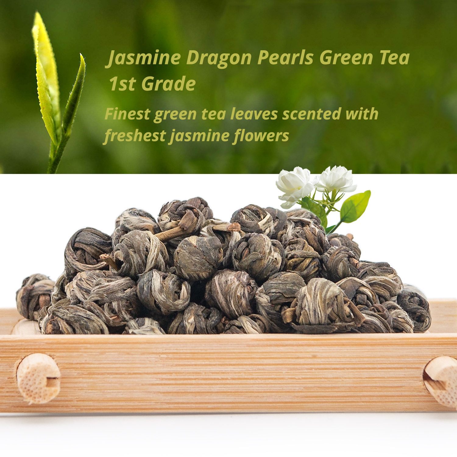 Jasmine Dragon Pearl Green Tea,Fujian Organic Jasmine Flower Tea Dragon