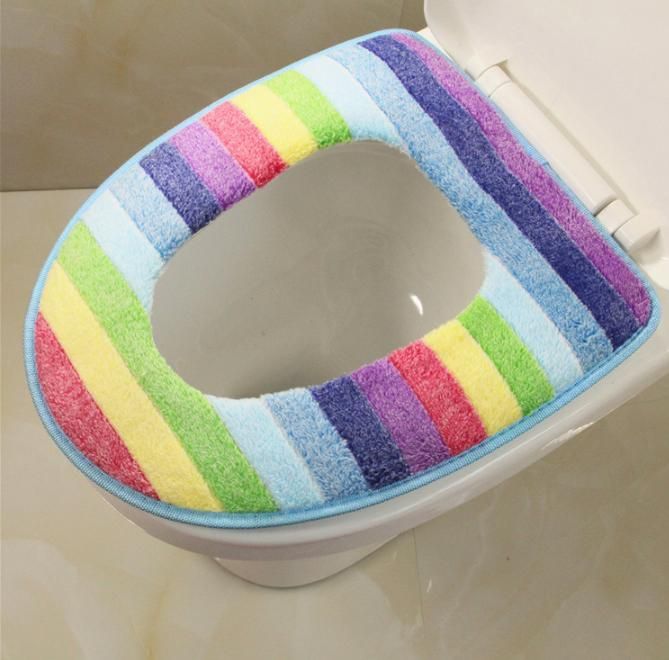 flannel rainbow strip stick toilet seat
