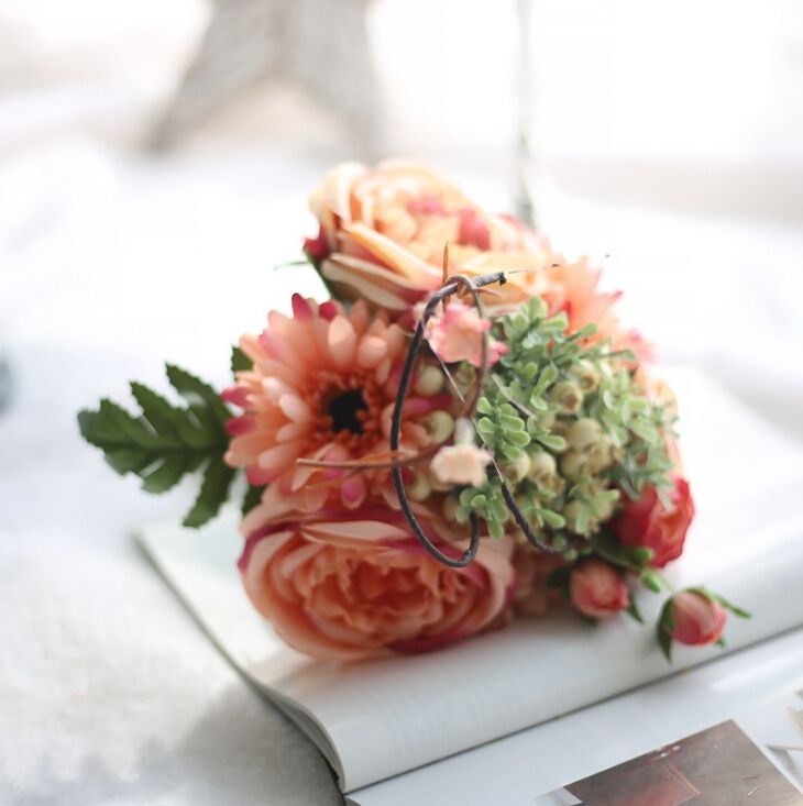 2019 Rose Gerbera Flower Bouquet Simulation Flower Wedding Decoration Home Decorations Festive Party Supplies Artificial Flower Factory Wholesale From