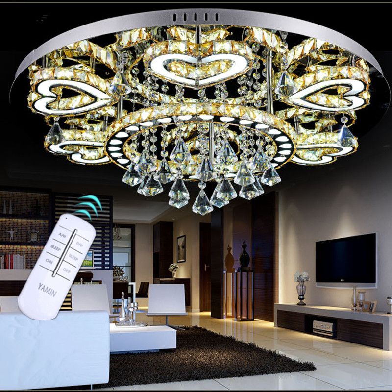 Luxury Modern Lustre De Cristal Ceiling Led Chrome Chandelier Mirror Steel Romantic Acrylic Heart Design Chandelier Light Small Chandeliers Bedroom