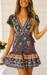 vestido curto manga curta