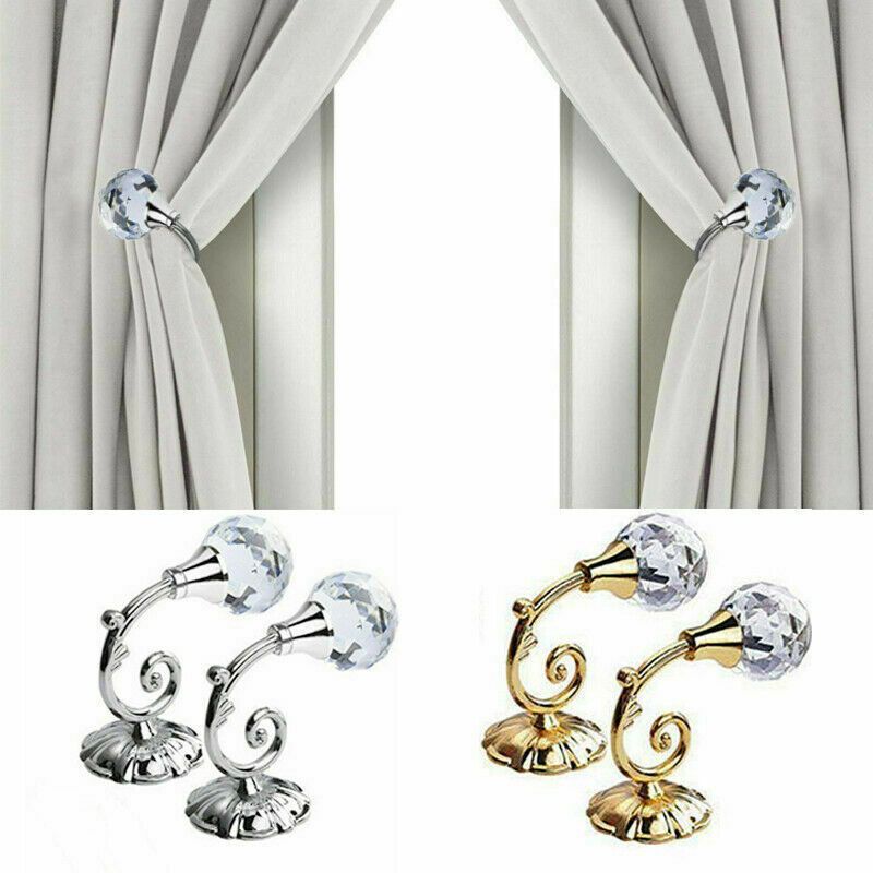 2x Large Metal Diamond Glass Curtain Holdback Wall Tie Back Hooks Hanger Holder