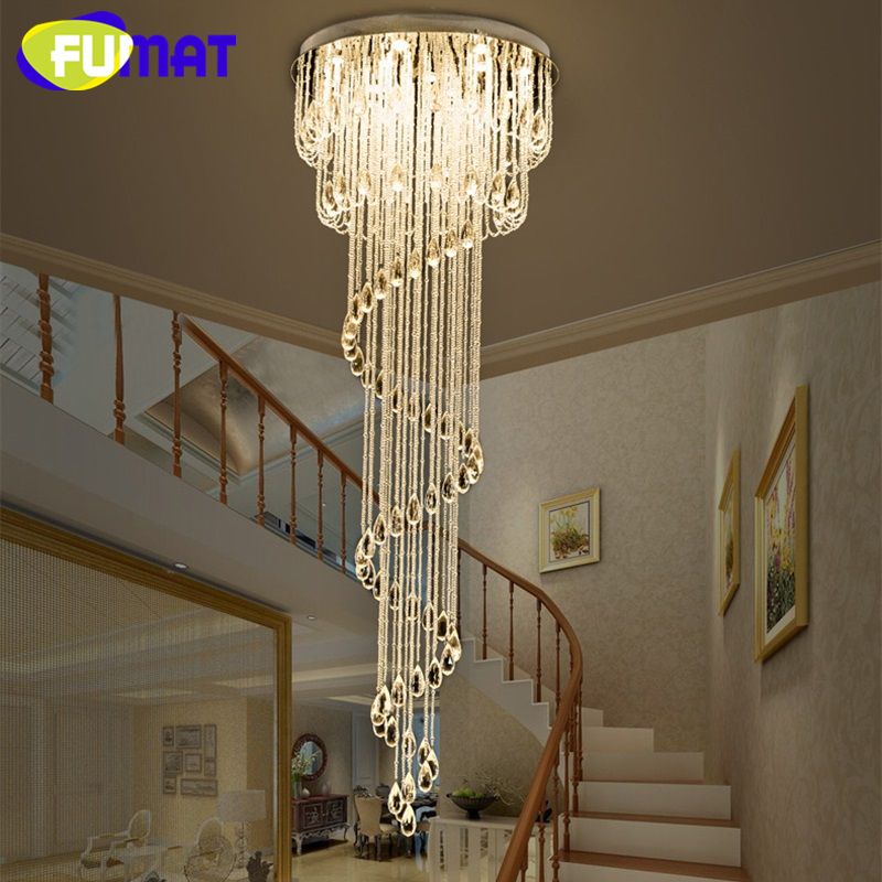 2019 Fumat Crystal K9 Stairway Ceiling Lamps Modern Villa Chandelier Lighting Gu10 Led Luxury Hanging Light Fixture Lamp Super Mall From Crystalk9
